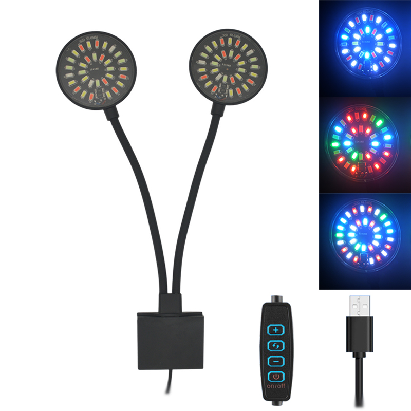 Aquarium Plant Growing - USB พิพิธภัณฑ์สัตว์น้ํา ไฟ LED ถังปลาคลิปโคมไฟเต็มสเปกตรัมพืชเติบโตปรับความสว่างหรี่แสงได้ 360