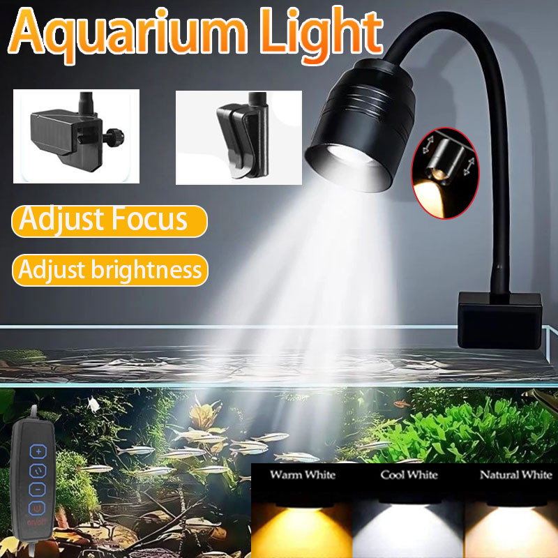 Aquarium Plant Grow Light - ไฟ LED สำหรับตู้ปลาแบบหนีบ กันน้ำ 3W สำหรับปลูกพืชน้ำ